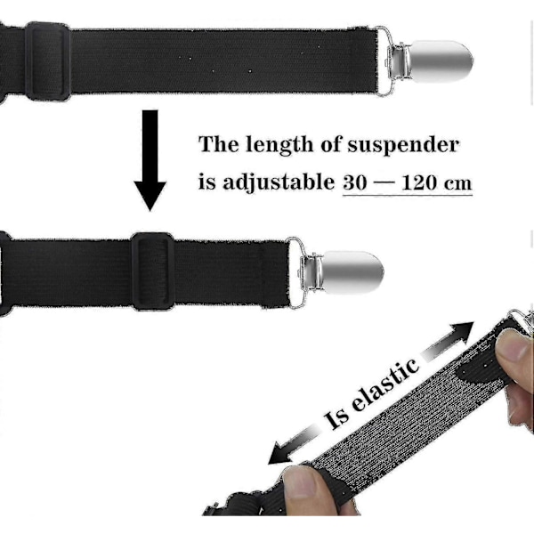 8 stk. (60 cm til 120 cm) Justerbar lagenstrammer, justerbare strammere, passer til alle senge og madrasser, sort