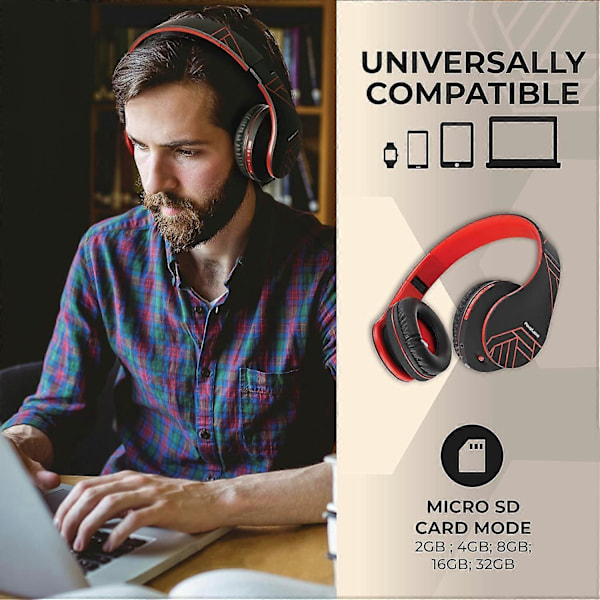 Bluetooth Over-Ear Hodetelefoner, Trådløs Stereo Sammenleggbar med Innebygd Mikrofon, Svart