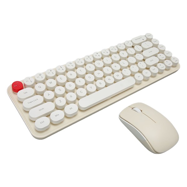 Trådløse tastatur- og musekombinasjoner 68 taster 2,4 GHz Retro skrivemaskintastatur Optisk mus for bærbar PC Beige