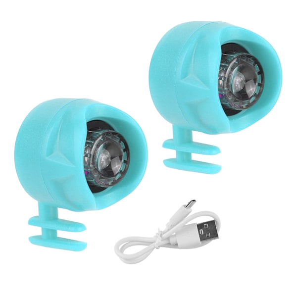 2 stk. USB-oppladbare skolykter for nattevandring, sykling, løping og gåing, blå