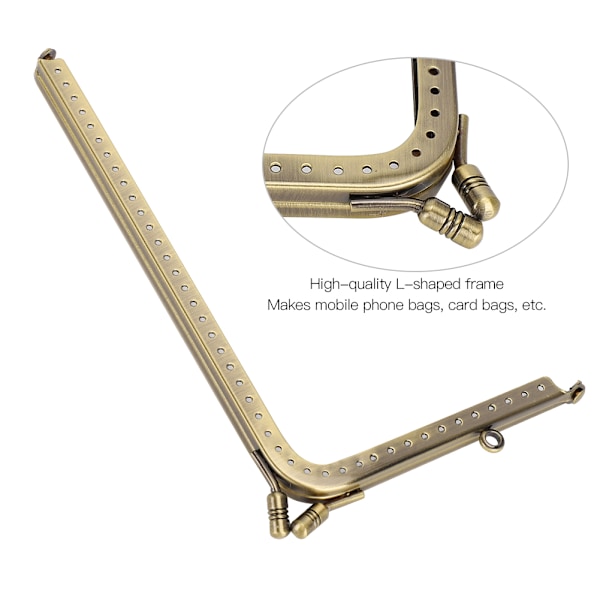 2 stk. Metalpungramme Taske Lås Lås Skræddersy DIY Tilbehør Legering L-formet Glat 18,5 cm