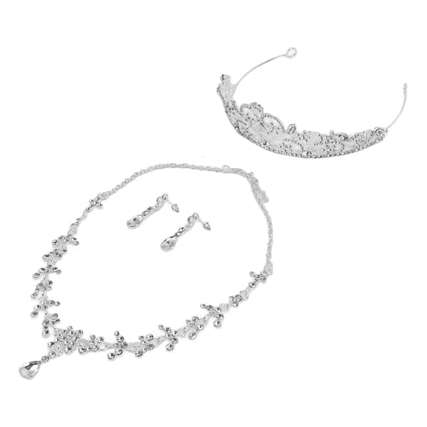 Bröllopskrona Smyckesset Strass Silverfärg Legering Allergivänligt Halsband Kronset