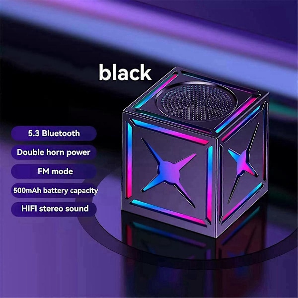 Langaton Mini Ulkokaiutin RGB-värivaloilla ja Bassokaiuttimella, Musta