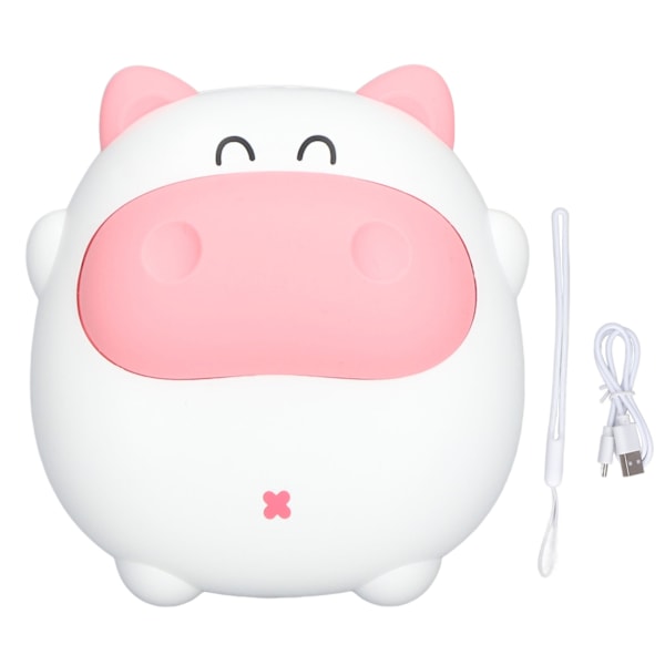 Hand Warmer Cartoon Pig Shape 2 Levels Temperature Adjustment USB Charging Mini Hand Warmer with Night Light White