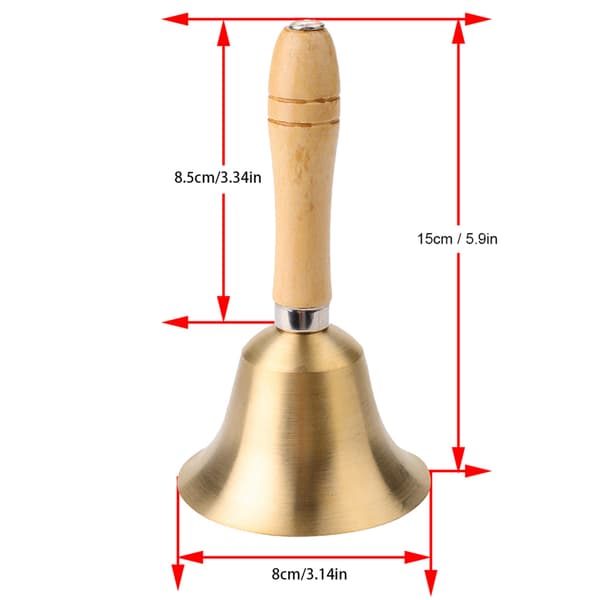 Multifunksjonell håndbjelle med trehåndtak - Ideell for lekebarn (8 cm)
