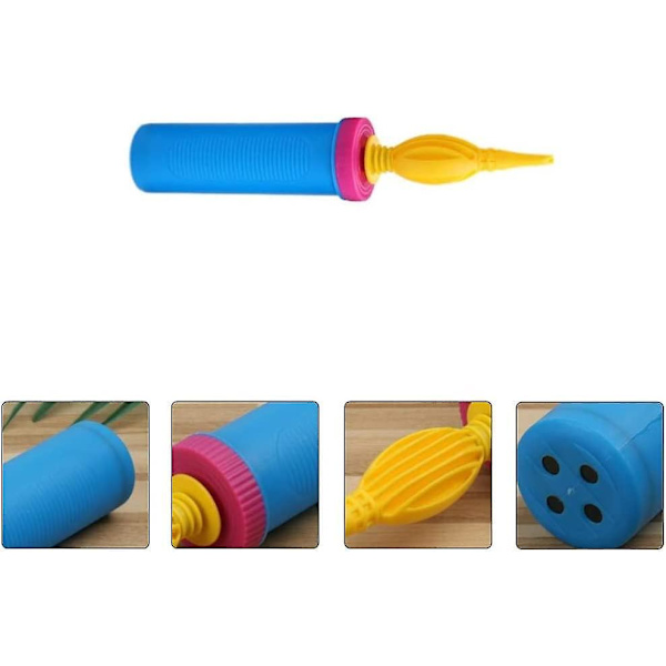 Bärbar tvåvägs ballongpump - Manuell luftpump för födelsedag, bröllop, festballonger (blå)