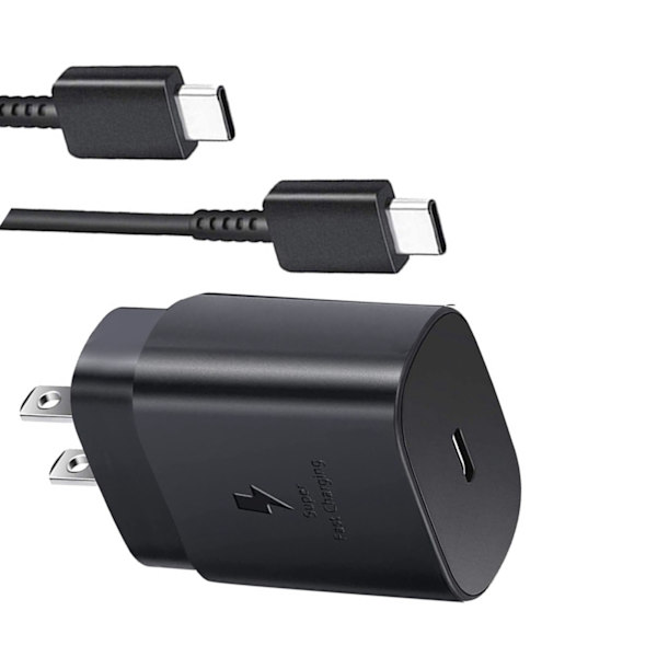 25W Oplader USB Type C Strømadapter Vægoplader Blok Opladerkabel til Samsung S21S20