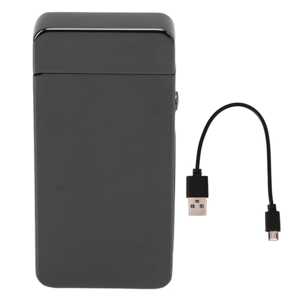Elektrisk dobbelt buel lighter genopladelig vindsikker flammefri 220mAh aluminiumlegering USB lighter sort