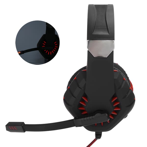 Trådbundet Gaming Headset LED Ljusande Hörlurar med Brusreducerande Mikrofon 3.5mm+USB