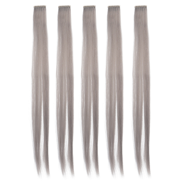 5 stk rett hårstykke klips lys farge 21,65 tommer hårforlengelse hårpynt for Cosplay PartyGrey