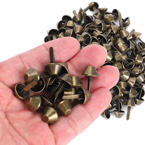 200 stk. flade fødder studs antikke messing DIY læder bagage håndtasker håndværk tilbehør 12mm