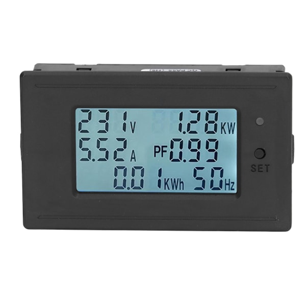 LCD Digital Display Spenning Strøm Effekt Måler Elektrisitet Monitor Voltmeter Ammeter DC6‑200V