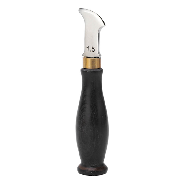 Lädercreaser Ergonomisk design 304 Rostfritt stål Sandelträhandtag Spegelpolerad Läderremskärare 1,5 mm