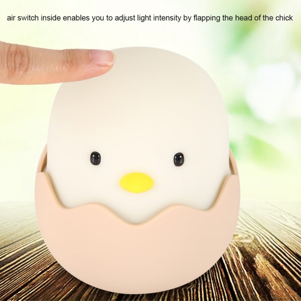 Söpö Chick Shape USB silikoni LED ladattava yölamppu mini lukuvalo (kylmä valkoinen)