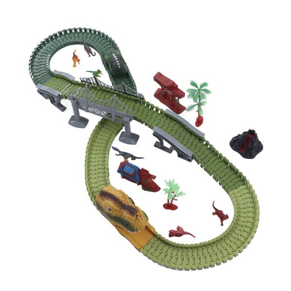 Elektrisk dinosaur racerbane legetøj puslespil DIY samleblokke børne rutsjebane sæt legetøj