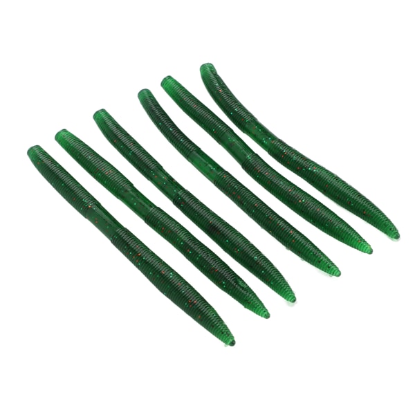 6 st/set Noodle Worm Fiskebete Bite Resistent PVC Mjuk Maggot Daggmåsk Artificial Bait Mörkgrön