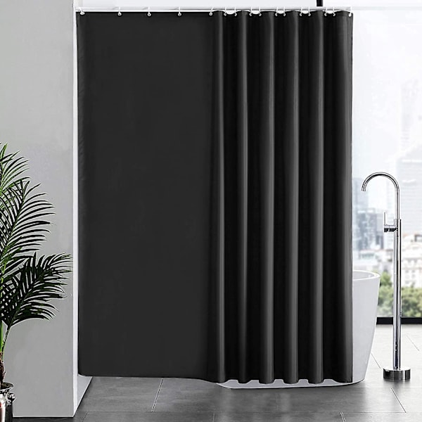 Ekstra bred mørkegrå bruseforhæng - 240x180 cm, vandtæt, skimmelresistent, polyesterstof, inklusive 16 kroge