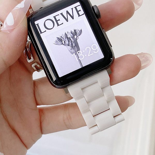 PC-urrem til smartwatch med metallespænde til Iwatch 1 2 3 4 5 6 7 Se Hvid 38 40 41mm