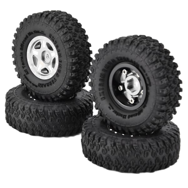 4 st 1 tum gummidäck aluminiumfälgar passar för Axial SCX24 90081 AXI00001 AXI00002 1/24 Crawler CarTitanium Färg