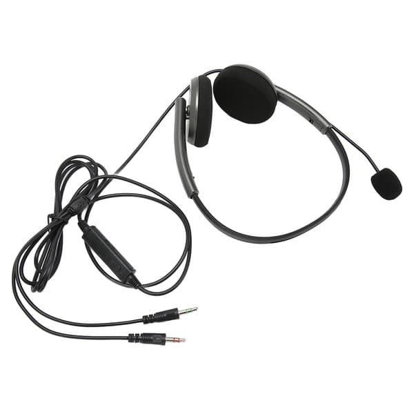 Call Center Headset Multifunktionell Snygg Brusreducerande HD-samtal Hörselskydd Telefonheadset Rymdgrå Dubbla 3,5 mm