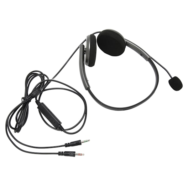 Callcenter-headset - Multifunktionelt, stilfuldt, støjreducerende HD-opkald, høreværn, telefonheadset, rumgrå, dobbelt 3,5 mm