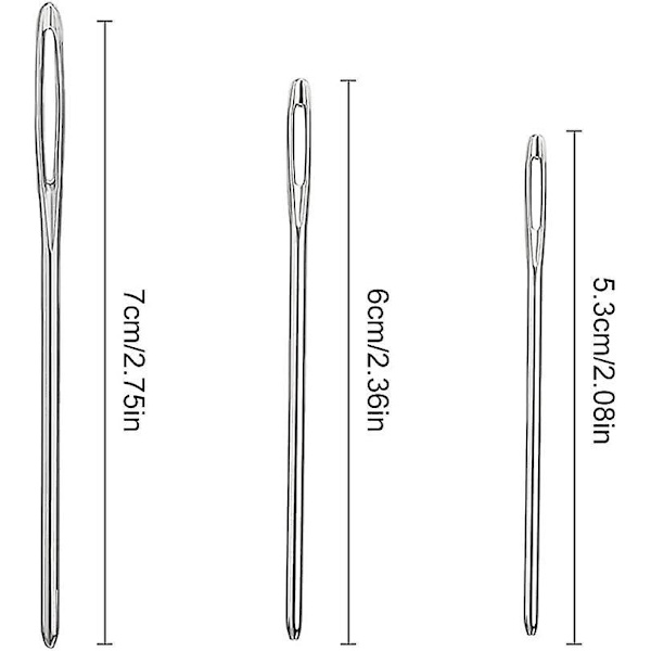Set - 12 tylppä, kirjonta, suorat isot silmät (5,3 cm, 6 cm, 7 cm) kirkkaassa pullossa