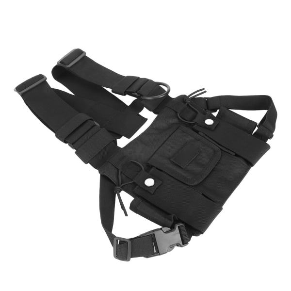 Radiobrystsele 2 lommer Oxford-stof Justerbar Vest Rig Universal til 2-vejs Radio Walkie Talkie Sort
