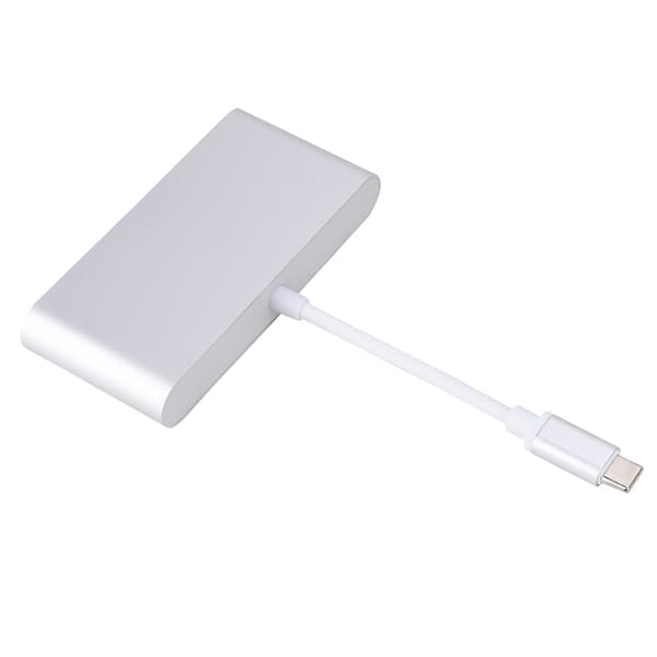 4-i-1 Multifunktionell Typ C till USB3.0+RJ45+HDMI+PD-omvandlare 4K Videoadapterhubb
