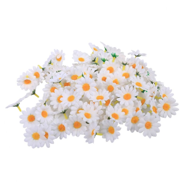 100 stk. kunstige små margueritter - smukke til gør-det-selv håndværk - silkeblomster - hvide