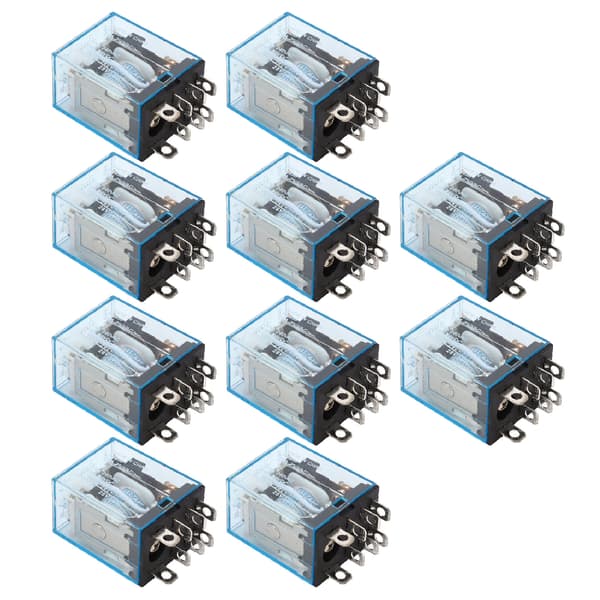 10 st spoleffektrelä litet elektromagnetiskt 8-stift 2 öppen 2 stängd 110V