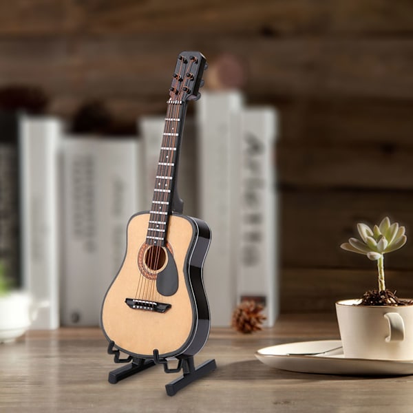 Miniature træguitar Model Display Mini Ornaments Craft Home Decor (16cm)