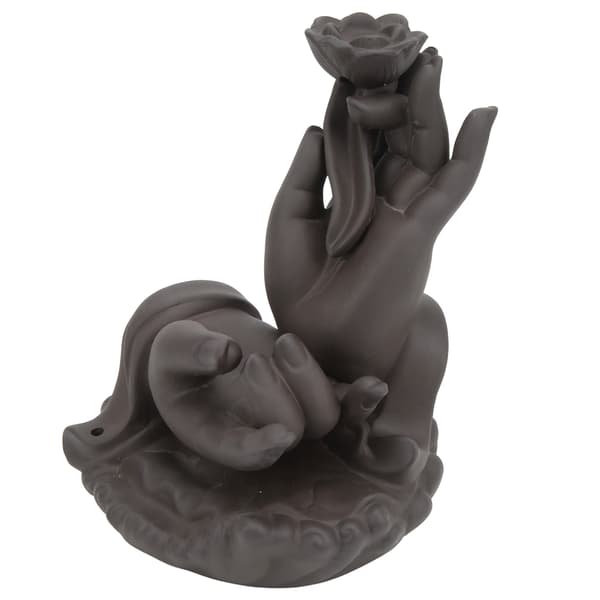 Buddha Hand Waterfall Rökelsebrännare Rök Vattenfall Måttlig Storlek Backflow Rökelsehållare för Sovrum Studier Kontor