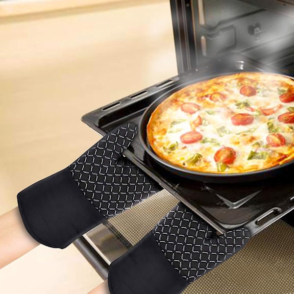 Ugnshandskar 1 Par och Silikon Grytlappar Ugnsvantar Kök med Grytlappsmatta Värmebeständig Halkfri Ugnsvante för BBQ Matlagning Bakning