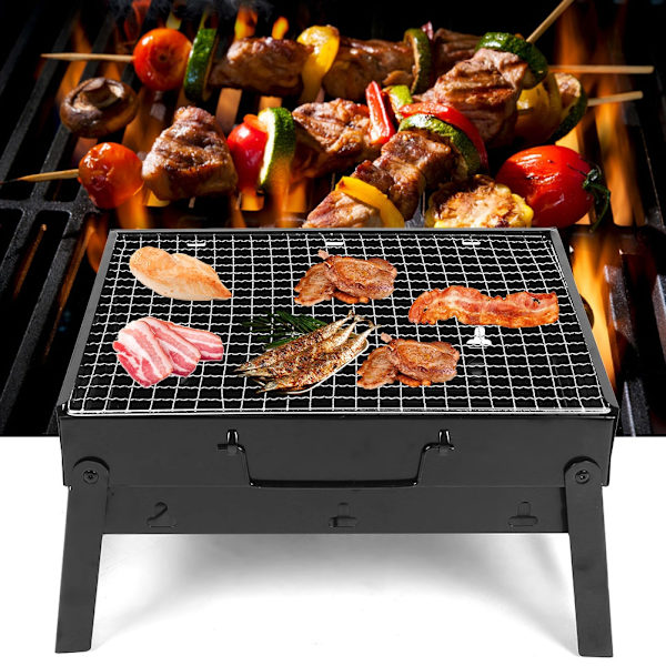 Bærbar rustfri stål foldbar grill BBQ kulgrill til camping udendørs