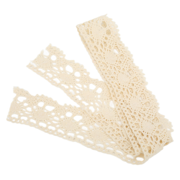 Spetsband DIY Bomulls Nät 4cm Bredd 10 Yards Utsökt Tyg Spets Trim för Gardin Kläder Bordsduk Present DekorationBeige