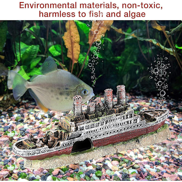 Natural Resin Aquarium Shipwreck DIY-dekoration för att gömma fisk
