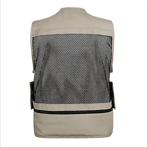 Khaki XXXL Fickkamera Väst för Fritidsfiske, Rapportering, Regi och Jakt
