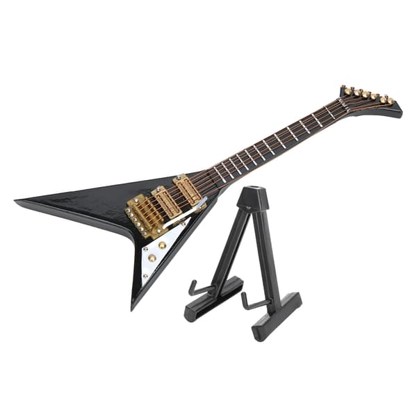 Elektrisk Guitar Model Sort Mini Musikinstrumenter Samling Gavepynt 14cm