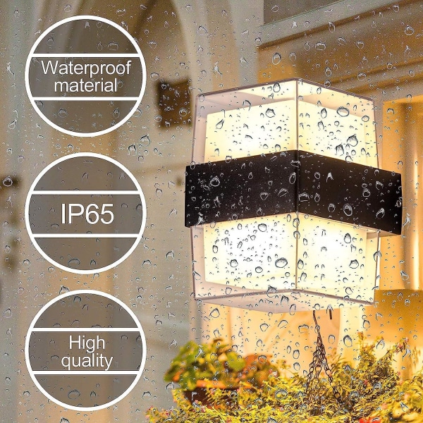 Utomhusväggsarmatur i akryl i varmvit (3000k) - IP65 klassad för trädgårdar, uteplatser och ytterväggar - Mått: 104 * 90 * 134 mm