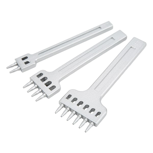 Lærpinner i 2, 4 og 6 tenner - Sinkpinner i sinklegering - Hvit, fin glans - Stor åpning - Speilblank overflate - Sydd - 6 mm