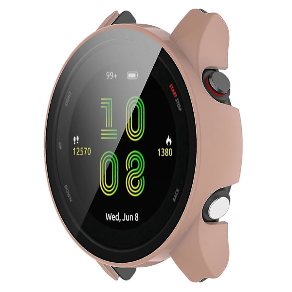 Garmin Forerunner 255s Täysi Suojaus Iskunkestävä Kova PC Kellon Kuori Karkaistulla Lasilla Varustetulla Näytönsuojalla, Norsunluuvalkoinen