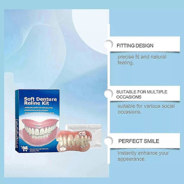 Perfect Fit Denture Silikon Relining Kit Mjuk Protes Relining För Män Och Kvinnor 1 set