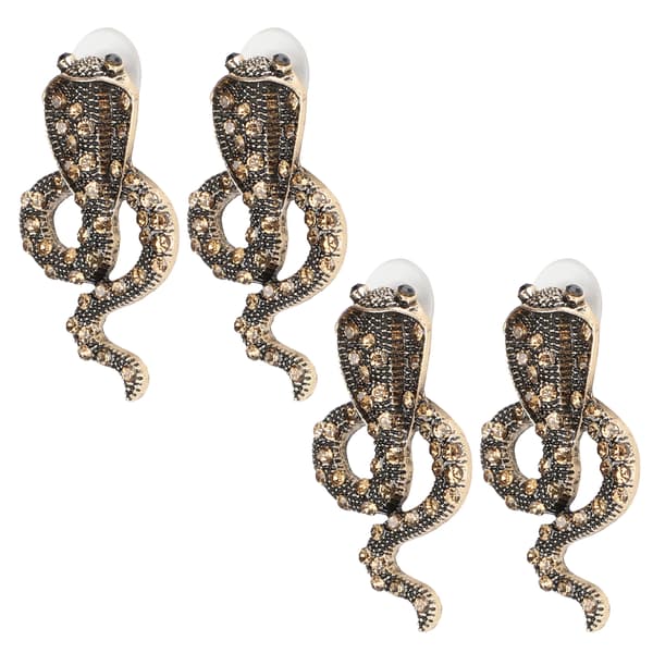 3 par øreringe legering mode diamant lille slange mønster øre dingle udsøgte smykker