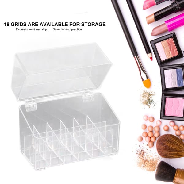 18 Gitre Akryl Læbestift Display Holder Læbepomade Kosmetik Opbevaringsboks Organizer Makeup Værktøj