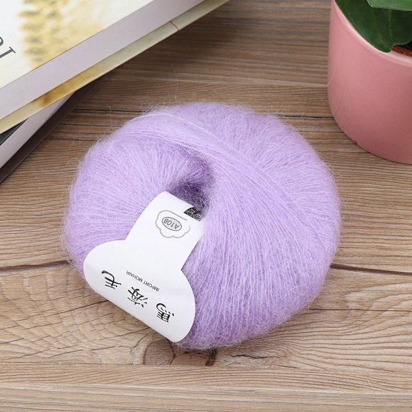Mjuk mohair stickad ullgarn gör-det-själv-sjal halsduk Virktrådstillbehör (lila)