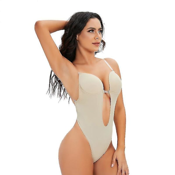 Deep Plunge V-hals Stropløs Rygløs Body Shaper Shapewear til kvinder - størrelse M