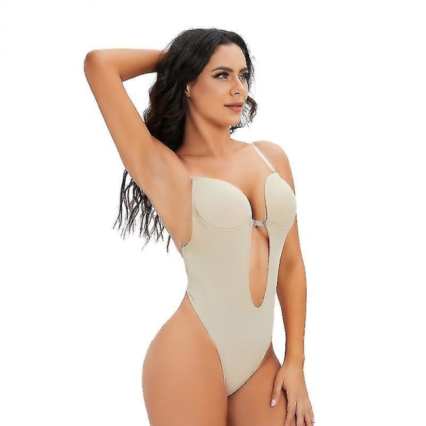 Deep Plunge V-Neck Strapless Backless Body Shaper Shapewear för kvinnor - storlek M