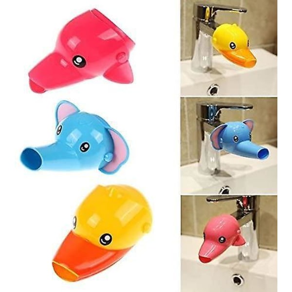 3 stk. Vandhane Forlænger til Børn Baby Hænder Vask Tegneserie Dyr Vaske Design Badeværelse Vask And+Elefant+Delfiner 10*8cm