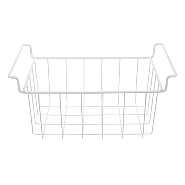Stackable Freezer Wire Basket, Open Design Storage Basket, Compatible with Kitchen Storage 42.00X18.00X20.00CM, 1-Pack, White White White 42.00X22.00X20.00CM