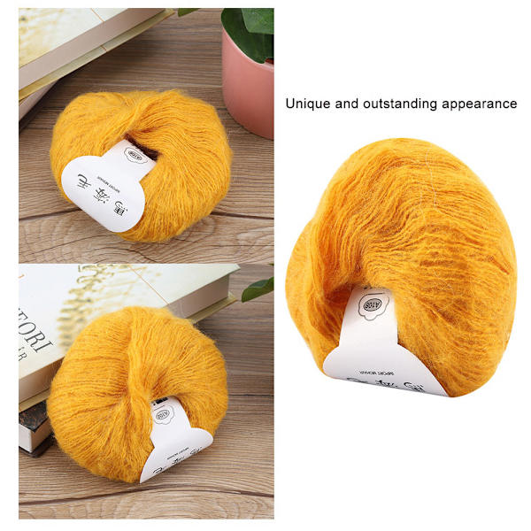 Mjuk mohair stickning ullgarn DIY sjal halsduk virka tråd tillbehör (gul)